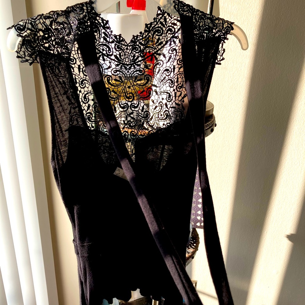Gracie Black Lace Top with Tied Back